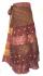 Fair Trade Tiered Full Length Sari Silk Reversible Wrap Skirt - Yellow / Brown Design