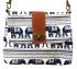 Vegan / Cruelty Free Mini Hand Bag with detachable adjustable strap - Blue Elephants on White Design - Fair Trade