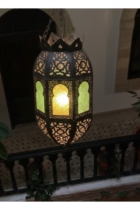 Moroccan Classic Metal Lampshade with coloured glass from Marrakesh 