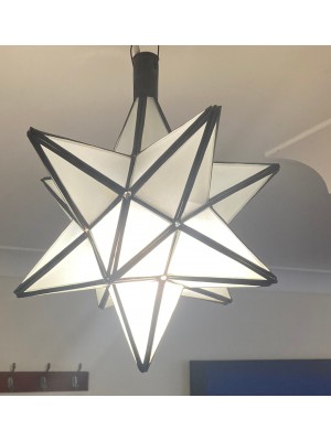 Moroccan Classic Star Lampshade with white glass from Marrakesh - 2 sizes