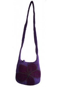 Purple Felt Daisy Shoulder Bag / Handbag - Fair Trade - Handmade Lovely & Tactile