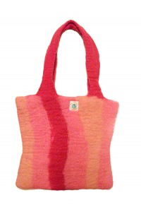 Fair Trade Hand Made Lovely Tactile Stripey Pink Hand Bag