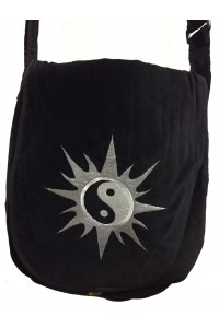 Hand Made Large Black Velvet Yin Yang Shoulder Bag - Fair Trade