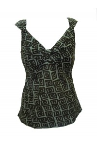 100% Cotton Beautiful Geometric Print Kirsten Strappy Top - Fair Trade 100% Cotton Beautiful Geometric Print Kirsten Strappy Top - Fair Trade