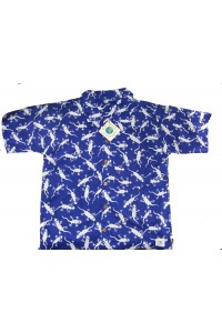 Boys Blue & White Gecko Design Short Sleeve Shirt Ages 1 - 5 - Fair Trade Boys Blue & White Gecko Design Short Sleeve Shirt Ages 1 - 5 - Fair Trade