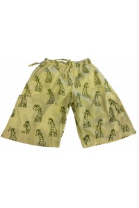 Kids 3/4 Length Sandy Giraffe Design Trousers  Ages 1 - 5 - Fair Trade