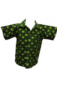 Boys Lime Green and Dark Green Classic Frog Design Short Sleeve Shirt Ages 1 - 5 - Fair Trade