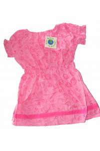 100% Cotton Classic Pink Strawberry Print  Little Girls Summer Dress - Fair Trade