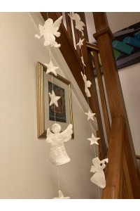 Lovely White Felt Traditional Christmas Angel, Cherub and Star Hanging Decoration - Fair Trade