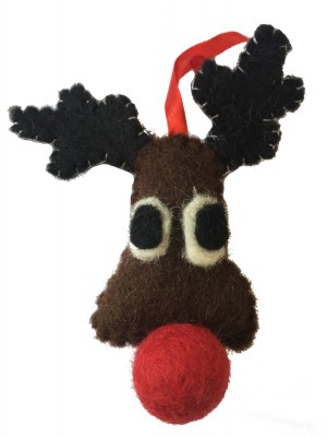 Cute Fair Trade Felt Rudolph Christmas Decoration