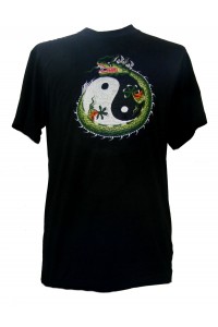 Fair Trade Embroidered Green Chinese Dragon with Yin Yang T Shirt