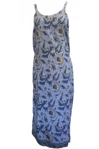 Beautiful Blue Strappy Balinese Bird of Peace Sundress/Shift Dress with Ties 