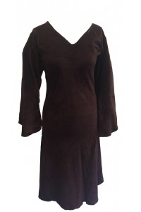 Chocolate Brown Vintage Velvet V Neck Party Dress - Fair Trade Chocolate Brown Vintage Velvet V Neck Party Dress - Fair Trade