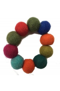 Hand Rolled Felt Rainbow Bobble Bracelet - Fair Trade Hand Rolled Felt Rainbow Bobble Bracelet - Fair Trade