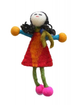 Hand made Felt Little Girl Brooch from Kathmandu - Fair Trade