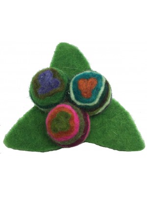Stylish Stylised Triangular Hand made Felt Swirly Flower Brooch - Fair Trade