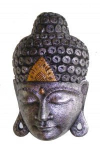 Hand Carved Large Gold and Silver Balinese Buddha Mask _ Fair Trade