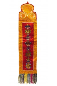 Traditional Tibetan Wallhanging with 8 embroidered Auspicious Buddhist Symbols- beautiful home decoration - Fairtrade