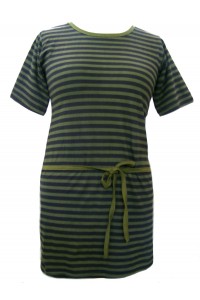 100% Cotton Classic Black & Green Stripey Dress - Fair Trade