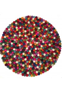 Beautiful Handmade Tactile Felt Multicoloured Ball Rug from Nepal - 60 cm diameter- 100% Wool - Fair Trade