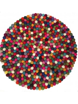 Beautiful Handmade Tactile Felt Multicoloured Ball Rug from Nepal - 60 cm diameter- 100% Wool - Fair Trade
