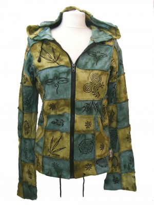 Fair Trade Funky Green Kathmandu Patchwork Ladies Hoodie Fair Trade Funky Green Kathmandu Patchwork Ladies Hoodie