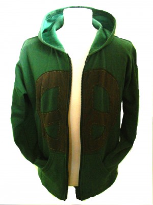 Fair Trade Green Retro Peace Hoodie Fair Trade Green Retro Peace Hoodie
