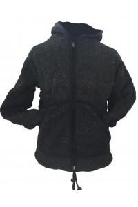 Fair Trade Charcoal Hand Knit Fleece Lined Woollen Jacket Fair Trade Charcoal Hand Knit Fleece Lined Woollen Jacket