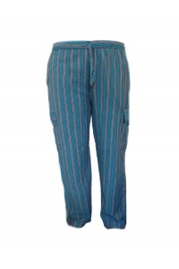 Fair Trade Stripey Elasticated Cotton ' Baggies ' Trousers