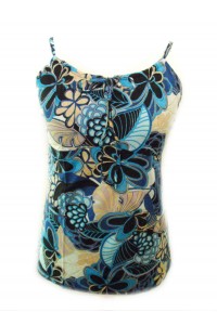 Ethnic Bold Flower Print Blue & White Natasha Strappy Top- Fair Trade 100% Cotton Ethnic Bold Flower Print Blue & White Natasha Strappy Top- Fair Trade 100% Cotton