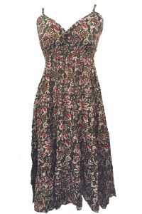 Forest Green Abstract Floral Patterned Toto Short Summer Dress - Fair Trade 100% Cotton Forest Green Abstract Floral Patterned Toto Short Summer Dress - Fair Trade 100% Cotton