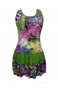 100% Floaty Cotton Short Bold Multicoloured Flower Design Pippa Sundress / Short Shift Dress - Fair Trade 100% Floaty Cotton Short Bold Multicoloured Flower Design Pippa Sundress / Short Shift Dress - Fair Trade