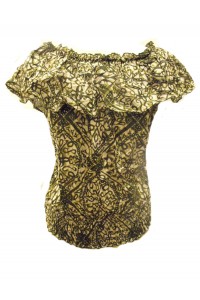 100% Floaty Cotton Ruffle Collar Green / White Jasmine Print Blouse - Fair Trade 100% Floaty Cotton Ruffle Collar Green / White Jasmine Print Blouse - Fair Trade