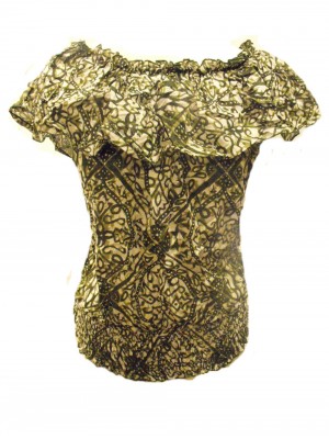 100% Floaty Cotton Ruffle Collar Green / White Jasmine Print Blouse - Fair Trade 100% Floaty Cotton Ruffle Collar Green / White Jasmine Print Blouse - Fair Trade