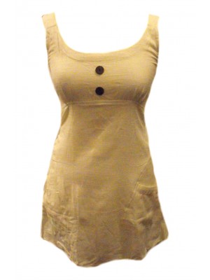 White Handloom Cotton Linen Effect Tunic Top with Coconut Buttons - Fair Trade