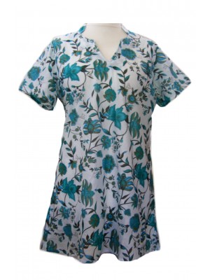 100% Cotton Emma Beautiful Flower Print Kaftan Top - Fair Trade 100% Cotton Emma Beautiful Flower Print Kaftan Top - Fair Trade