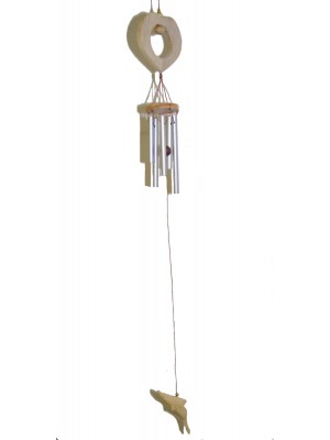 Lovely Fair Trade Metal Windchime with Hand Carved Dolphins from the Tropical Island of Bali