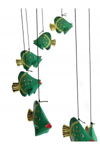 Green Balinese Kissing Fish Mobile - Fair Trade Hand Painted