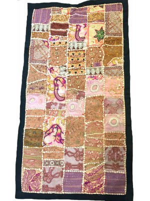 Rajasthani Embroidered Wall Hanging - Beautiful Pink / Brown Traditional Rajasthani Design - Unique Work of Art