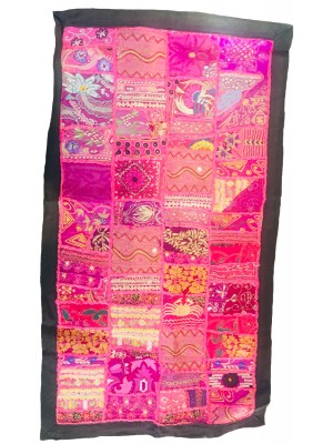 Rajasthani Embroidered Wall Hanging - Beautiful Pink Traditional Rajasthani Design - Unique Work of Art