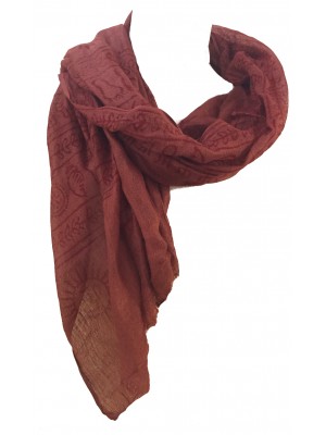 Fair Trade Cotton Hand Printed Maroon Ram Nami Scarf