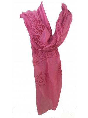 Fair Trade Cotton Hand Printed Pink Ram Nami Scarf