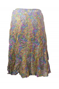 Fair Trade Cotton Jalabi Skirt - Yellow Pink Paisley Print