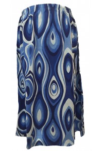 Fair Trade Cotton Jersey Elasticated Retro Spiral Skirt - Shades of Blue