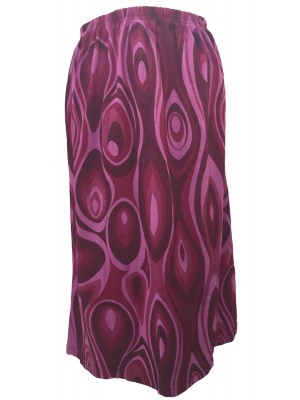 Fair Trade Cotton Jersey Elasticated Retro Spiral Skirt - Maroons and Pink Fair Trade Cotton Jersey Elasticated Retro Spiral Skirt - Maroons and Pink