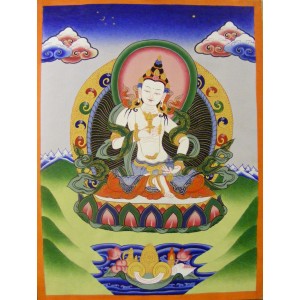 Original Vintage Tibetan Buddhist Thangka Painting - Vajrasattva - Bodhisattva of esoteric practice  and tantra - Fair Trade