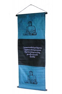 Blue Buddha Affirmation Wall Hanging / Banner 100% Cotton - Fair Trade