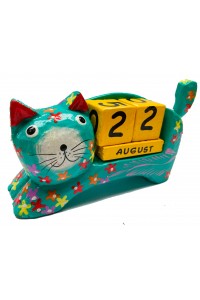 Contemporary Everlasting Wooden Cat Calendar