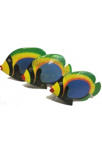 Shoal of 3 Colourful Wooden Hand painted Balinese Tropical Kissing Fish Ornament