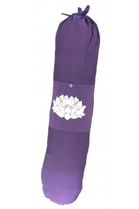 Colourful Cotton Yoga Mat Bag with Strap - Lotus Flower Print - Fair Trade comes in Blue, Purple or Red